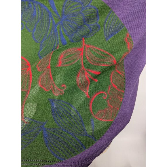 Custo Barcelona Floral Tunic Top Women Size S Asymmetrical Neck Artsy Y2K Retro - Picture 7 of 9